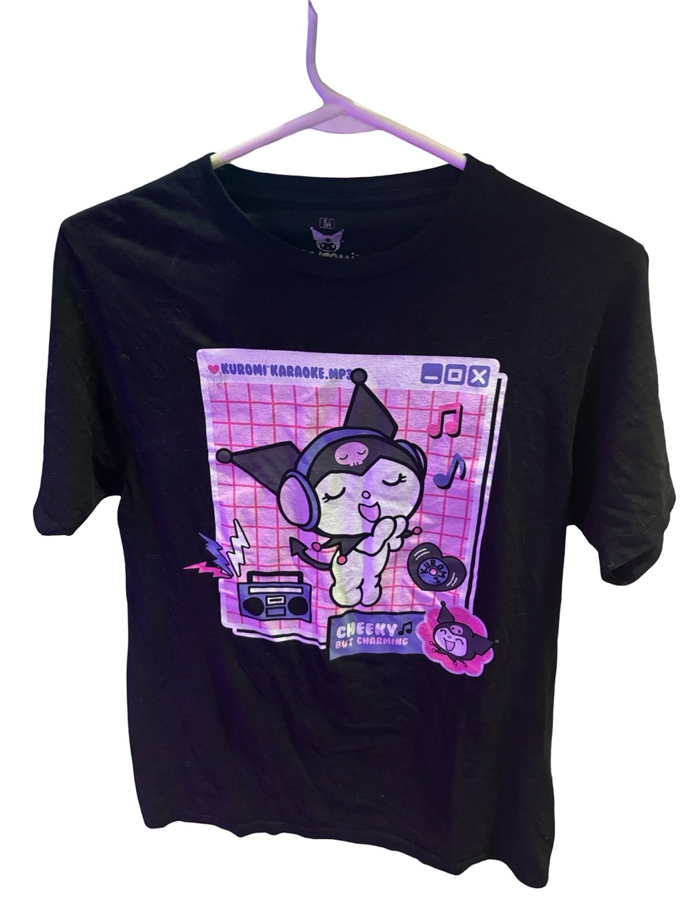 Kuromi Graphic Tee - Black with Pink/Purple Print